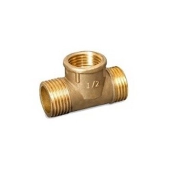 Тройник латунный Ду 15 резьба наружная-внутренняя-наружная, усиленный